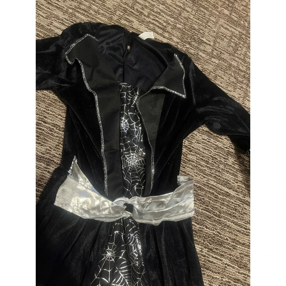 Amscan Girls Black Velvet Spiderweb Vampire Witch Halloween Costume Dress 44in